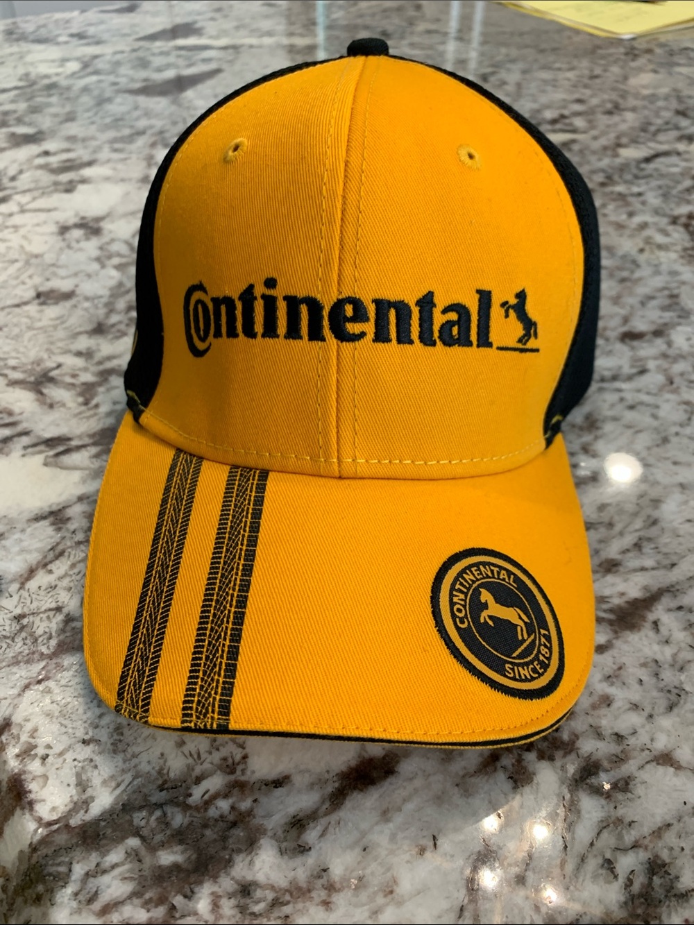 Continental Tires Mesh Adjustable Trucker Baseball Cap Hat Yellow Black new